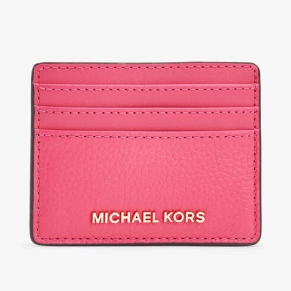 NWT Michael Kors Jet Set Travel Large Card Holder Electric Pink Leather